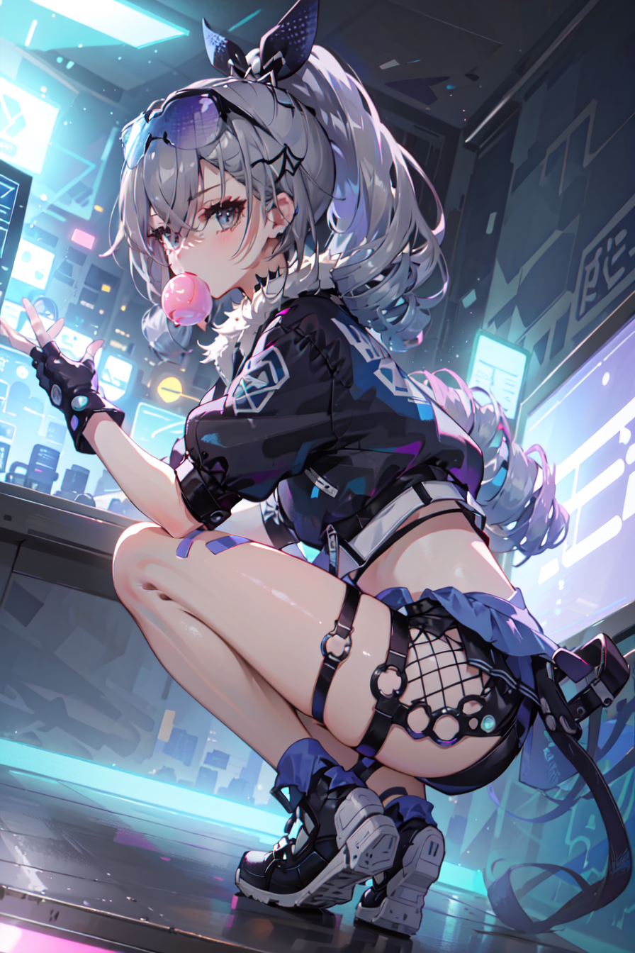 01634-3012990975-masterpiece, best quality, 1girl, official, drill hair,_from side, squatting, looking at viewer, chewing gum, night, city, neon.png